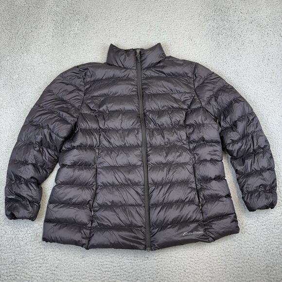 Eddie Bauer Puffer Jacket Women’s Plus Size 1X Black Down EB650 Hiking Outdoors - Picture 1 of 10